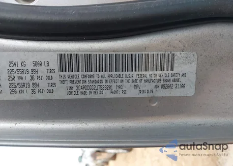 2018 Dodge Journey Crossroad Awd z USA, uszkodzony, nr VIN 3C4PDDGG2JT523201